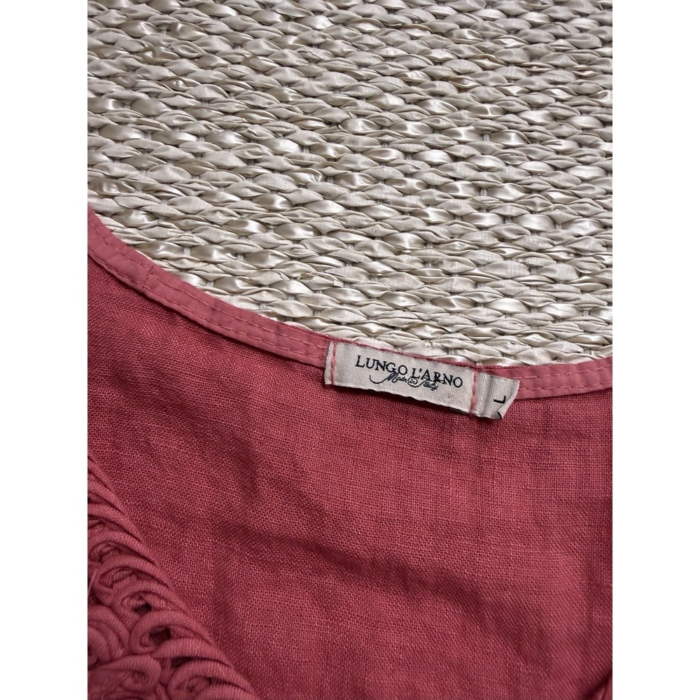 lungo l'arno linen Dress. Pockets Laggenlook Minimalist LG Coral - Picture 7 of 9